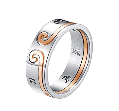 HIJONES Herren Damen 2 in 1 Buddhist Sun Wukong Mantra Anziehen Paar Ring aus Edelstahl Größe 60 von HIJONES
