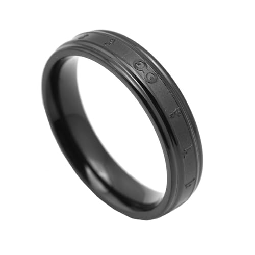 HIJONES Herren Damen 6 Wörter Edelstahl Ring Vintage Personalisierter Chinesischer Stil Ring Band Schmuck Schwarz Größe 54 (17.2) von HIJONES