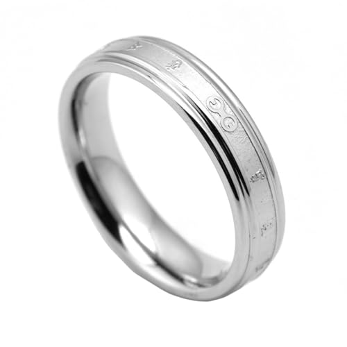 HIJONES Herren Damen 6 Wörter Edelstahl Ring Vintage Personalisierter Chinesischer Stil Ring Band Schmuck Silber Größe 65 (20.7) von HIJONES