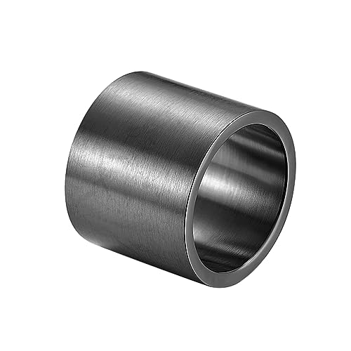 HIJONES Herren Damen Edelstahl Breitband Daumen Ring Rohr Geschnitten Plain Flache Ringe Komfort Passform Matt Gebürstet 19MM Breit Schwarz Größe 72 von HIJONES