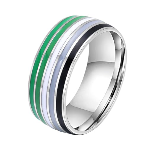 HIJONES Herren Damen Edelstahl Emaille Regenbogen Pride LGBT Ring Lesbisch & Schwul LGBTQ Pride Paar Hochzeit Verlobungsband Stil 2 Größe 65 (20.7) von HIJONES