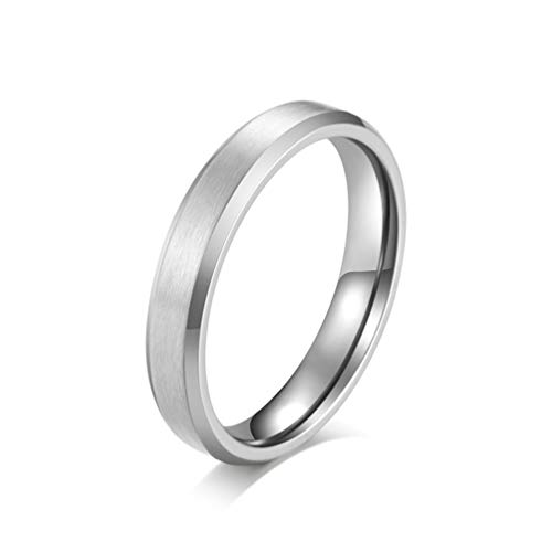 HIJONES Herren Damen Edelstahl Matt Gebürsteter Ring Klassisch Schlicht Schlicht Ehering Comfort Fit 4mm Silber Größe 57 von HIJONES