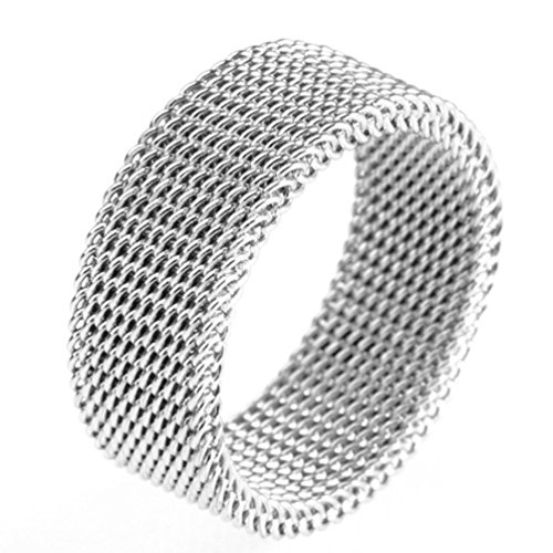 HIJONES Herren Damen Edelstahl Mode Flechten Geflecht Ring Silber Größe 68 von HIJONES