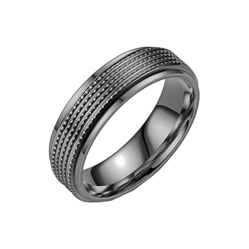 HIJONES Herren Damen Einfache Edelstahl Ringe Vintage Paar Bandschmuck 6Mm Schwarz Größe 54 (17.2) von HIJONES