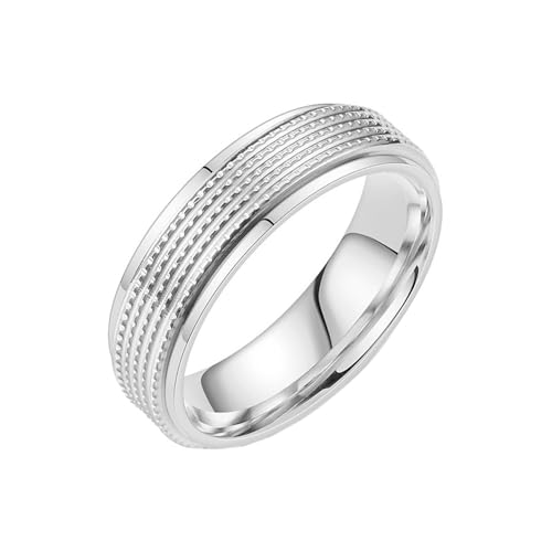 HIJONES Herren Damen Einfache Edelstahl Ringe Vintage Paar Bandschmuck 6Mm Silber Größe 52 (16.6) von HIJONES