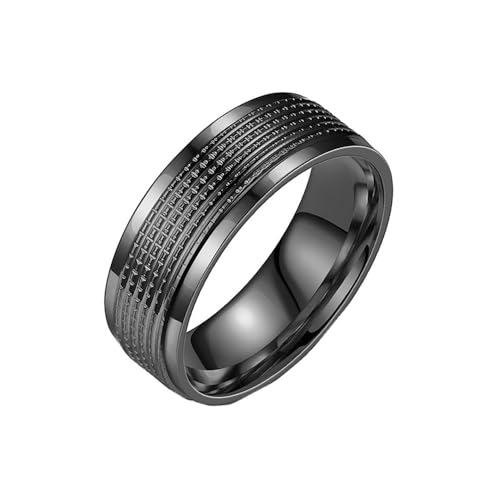 HIJONES Herren Damen Einfache Edelstahl Ringe Vintage Paar Bandschmuck 8Mm Schwarz Größe 68 (21.6) von HIJONES