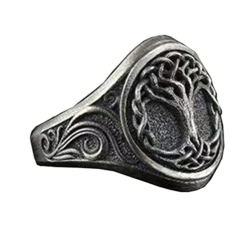 HIJONES Herren Damen Jahrgang Baum des Lebens Ring Antiquität Silber aus Edelstahl Religiös Schmuck Größe 57 von HIJONES