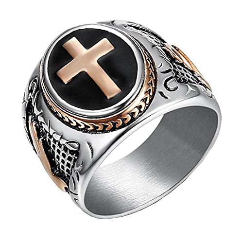 HIJONES Herren Damen Religiös Hand Gottes Kreuz Gebet Ring Rosé Gold aus Edelstahl Gotisch Schmuck Größe 54 von HIJONES