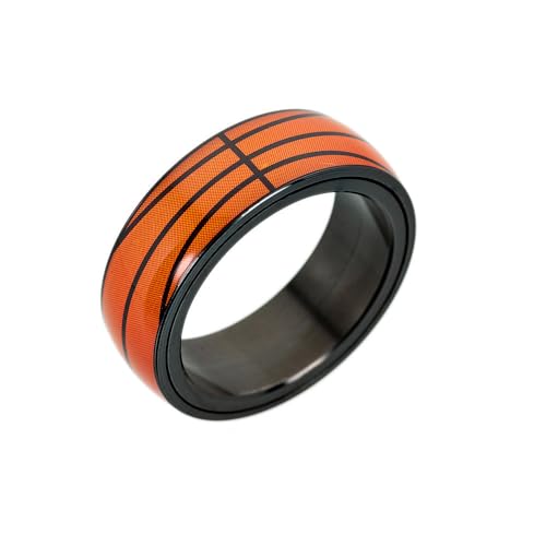 HIJONES Herren Damen Roatble Ball Ringe Rostfreier Stahl Statement Ball Ring Band Hip Hop Ball Lover Fingerschmuck Basketball Größe 62 (19.7) von HIJONES