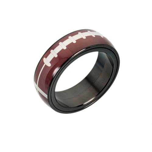 HIJONES Herren Damen Roatble Ball Ringe Rostfreier Stahl Statement Ball Ring Band Hip Hop Ball Lover Fingerschmuck Rugby Größe 52 (16.6) von HIJONES