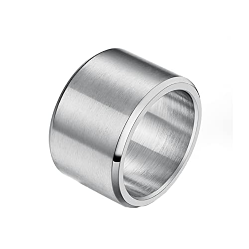 HIJONES Herren Edelstahl 15mm breit schlicht Statement Ehering großer Ring matt gebürstet Hip Hop Silber Größe 68 HIJONES Herren Edelstahl 15mm breit schlicht Statement Ehering großer Ring matt gebürstet Hip Hop Silber Größe 68 von HIJONES