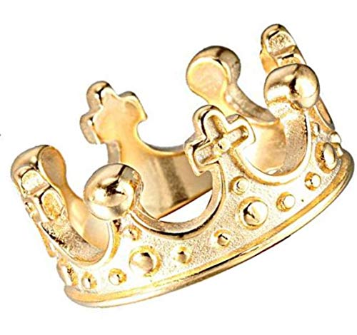 HIJONES Herren Edelstahl Antike Ton Gold Königliche König Kronen Ring Größe 70 von HIJONES