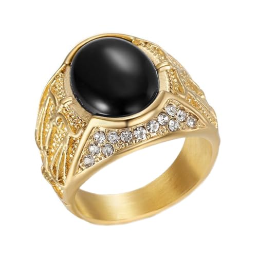 HIJONES Herren Edelstahl Einzigartige Waage Sternzeichen Strass Ring Weißer Zirkon Geburtstagsfeier Schmuck Gold Schwarzer Stein Größe 60 (19.1) von HIJONES