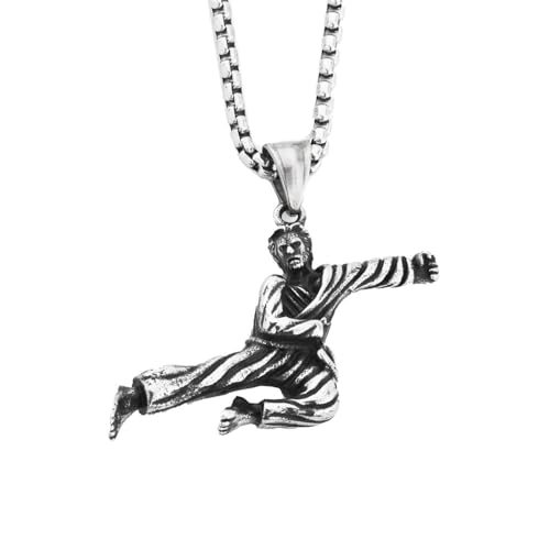 HIJONES Herren Edelstahl Fitness Kung Fu Judo Mann Anhänger Bodybuilder Sport Halskette Schmuck Stil 3 Silber von HIJONES