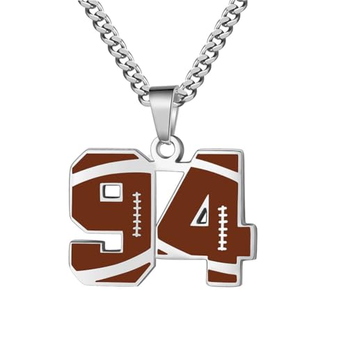 HIJONES Herren Edelstahl Fußball Mannschaft Sport Nummer Halskette Anhänger Athlet Kette Schmuck 94 von HIJONES