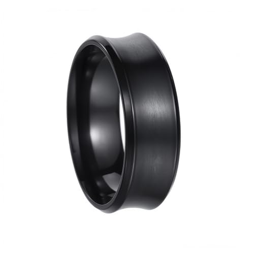 HIJONES Herren Edelstahl Minimalistischer 8MM U-Förmiger Rohr Plain Statement Ring Plattiert Polierter Ehering Schwarz Größe 68 (21.6) von HIJONES