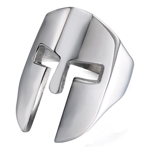 HIJONES Herren Edelstahl Ritterhelm Maske Rin Griechische Krieger Band Silber Größe 62 von HIJONES
