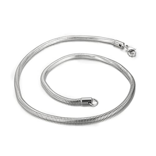 HIJONES Herren Edelstahl Schlangenkette Halskette Runde Fischgrätenkette Halskette Solid Punk Rock Schmuck Silber 4mm 60CM von HIJONES