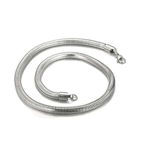 HIJONES Herren Edelstahl Schlangenkette Halskette Runde Fischgrätenkette Halskette Solid Punk Rock Schmuck Silber 6mm 50CM von HIJONES