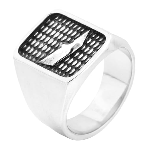 HIJONES Herren Edelstahl Schnellboot Wave Sports Rugged Ring Gothic Chunky Biker Fingerband Silber Größe 60 (19.1) von HIJONES
