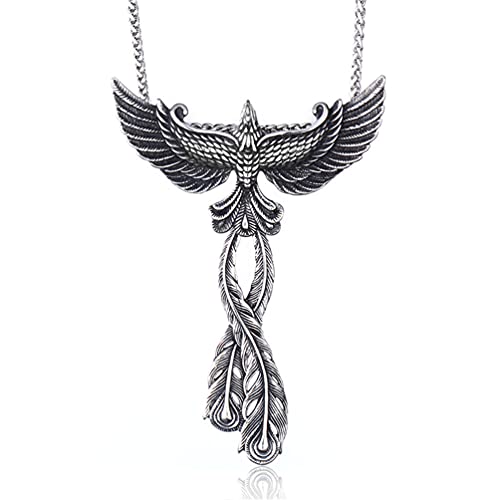 HIJONES Herren Edelstahl Vintage Phoenix Vogel Anhänger Halskette Personalisierte Tier Charm Kette 24 Zoll von HIJONES