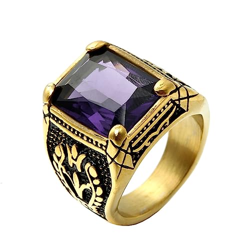HIJONES Herren Edelstahl Violett Stein Edelstein Ring Blume Statement Keltisch Vintage Schmuck Quadratisch Gold Größe 62 HIJONES Herren Edelstahl Violett Stein Edelstein Ring Blume Statement Keltisch Vintage Schmuck Quadratisch Gold Größe 62 von HIJONES