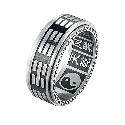 HIJONES Herren Edelstahl Yin Yang Tai Chi Amulett Taoist Mantra Spinner Ring Größe 65 von HIJONES