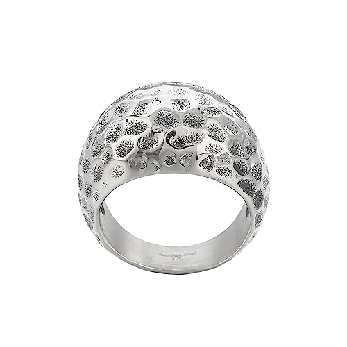 HIJONES Herren Edelstahl gehämmert Oberfläche Ring klassisch Einfach Signet Stil Pinky Finger Aussage Ringe Silber Chunky Dome Größe 62 von HIJONES