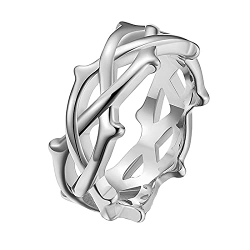 HIJONES Herren Einzigartig Schick Dornen Ranke Weberei Ring aus Edelstahl Mode Silber Schmuck Größe 62 von HIJONES