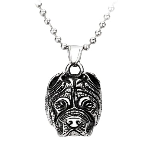 HIJONES Herren Hundekopf Anhänger Halskette Edelstahl Personalisierte Kette Schlüsselbein Schmuck Silber von HIJONES