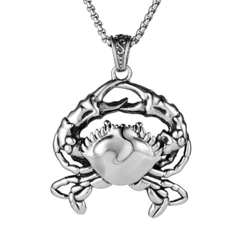 HIJONES Herren Lustige Krabbenanhänger Halskette aus Edelstahl Schmuck Geschenk Lange Pullover Kette Silber von HIJONES