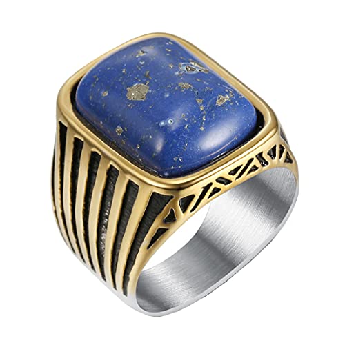 HIJONES Herren Männlich Königlich Blau Stein Ring Quadrat Silber Gold aus Edelstahl Hochzeit Versprechen Schmuck Größe 65 HIJONES Herren Männlich Königlich Blau Stein Ring Quadrat Silber Gold aus Edelstahl Hochzeit Versprechen Schmuck Größe 65 von HIJONES