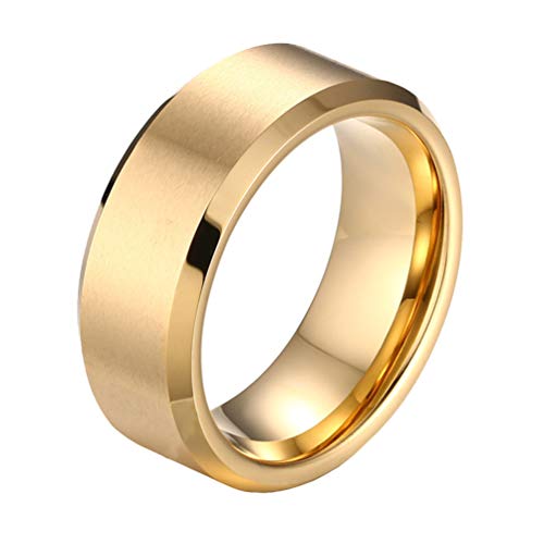 HIJONES Herren Mode 8MM Wedding Versprechen Ring aus Wolfram Matt Gold Größe 62 von HIJONES