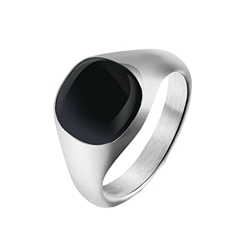 HIJONES Herren Mode Classic Signet Uni Ring aus Edelstahl Eheringe Kleines Silber Größe 62 (19.7) von HIJONES
