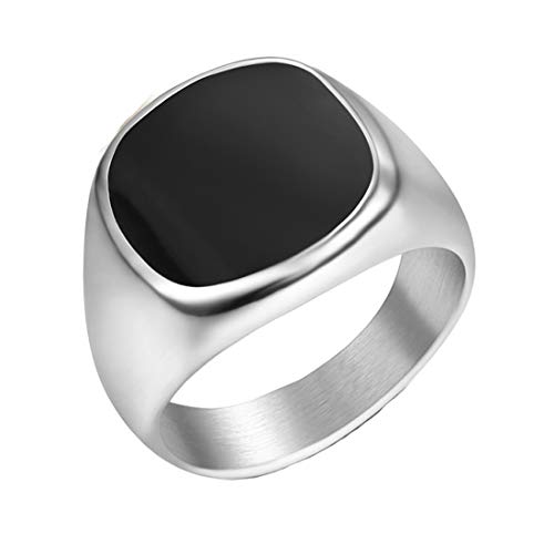 HIJONES Herren Mode Klassisch Signet Einfach Hochzeit Ring aus Edelstahl Silber Größe 57 von HIJONES