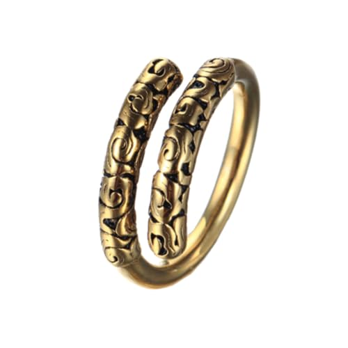 HIJONES Herren Retro Sun Wukong Goldband Ring aus Rostfreier Stahl Zierliche Geprägte Offene Ringe Gold Größe 65 (20.7) von HIJONES