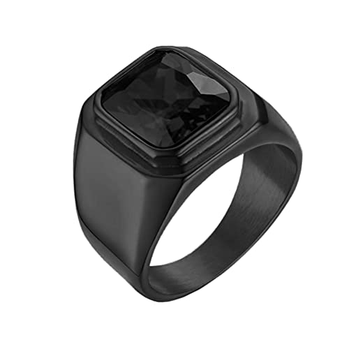 HIJONES Herren Stein Ring Schwarz Edelstahl Große Quadratische Zirkonia Vintage Statement Ringe Schwarz Cz Größe 57 von HIJONES