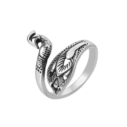 HIJONES Herren Vintage Pfau Tier Ring aus Rostfreier Stahl Ästhetische Schmuck Ringe Für Moderne Männer Silber Größe 57 (18.1) von HIJONES