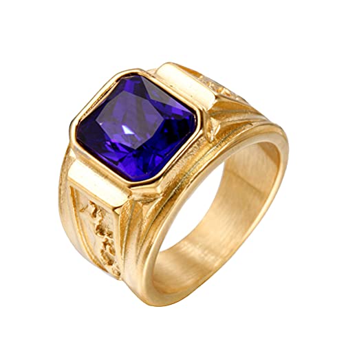 HIJONES Herrenring Mit Stein Vergoldet Edelstahl Drachen Edelstein Statement Ehering Marineblau Größe 70 von HIJONES