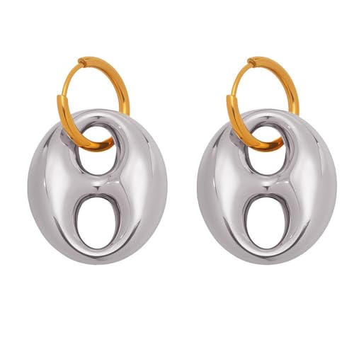 HIJONES Kaffeebohne Huggie Hoop Ohrring für Frauen Minimalistischer Ohrschmuck Gold Silber von HIJONES