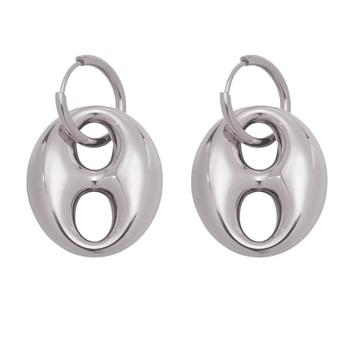 HIJONES Kaffeebohne Huggie Hoop Ohrring für Frauen Minimalistischer Ohrschmuck Silber von HIJONES