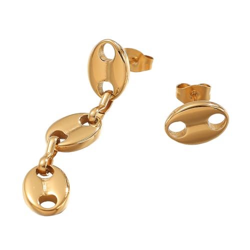 HIJONES Kaffeebohne Ohrstecker Edelstahl Ohrringe für Frauen Männer Minimalistische Unregelmäßige Piercing Ohrschmuck Gold von HIJONES