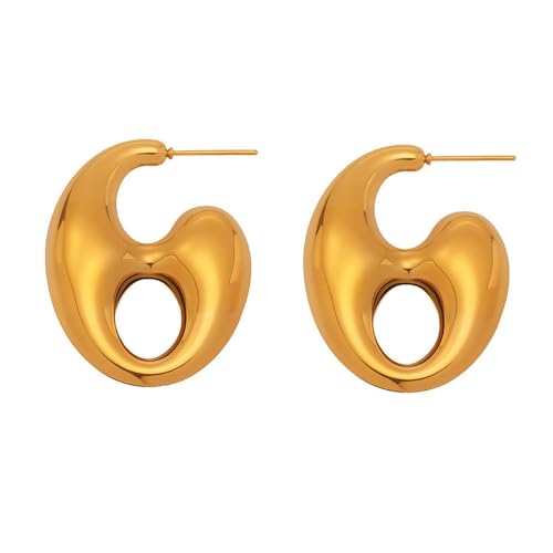 HIJONES Kaffeebohne Ohrstecker Ohrring für Frauen Minimalistischer Ohrschmuck Gold von HIJONES