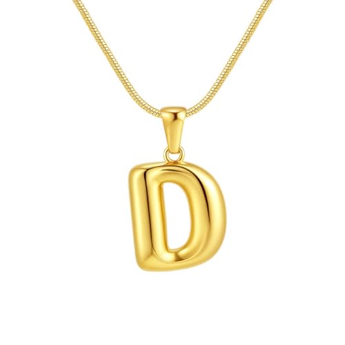 HIJONES Kugel Design 26 Buchstaben Anhänger Kette für Damen und Herren Edelstahl Personalisierter Schmuck mit Initialen D von HIJONES