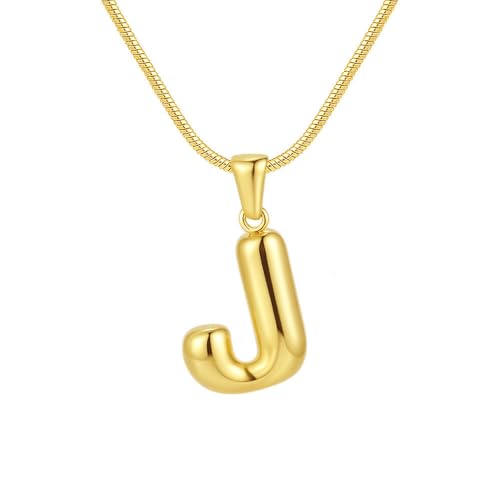 HIJONES Kugel Design 26 Buchstaben Anhänger Kette für Damen und Herren Edelstahl Personalisierter Schmuck mit Initialen J von HIJONES