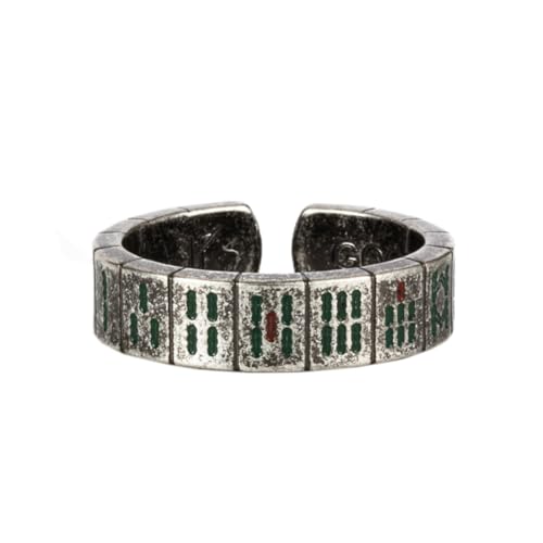 HIJONES Männer Frauen Kreativer Mahjong-Ring aus Rostfreier Stahl Lustiger Chinesischer Schmuck Offene Ringe Ausführung C Größe 62 (19.7) von HIJONES