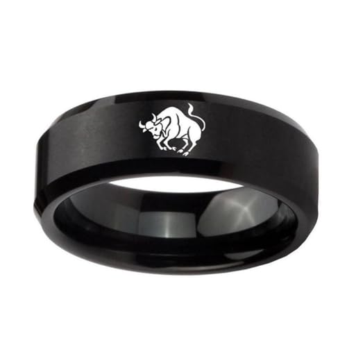 HIJONES Männer Frauen'S Einfacher 12 Himmelszeichen Sternbild Mattierter Ring Mit Abgeschrägter Kante aus Rostfreier Stahl Geschenke Zum Geburtstag Stier Größe 60 (19.1) von HIJONES