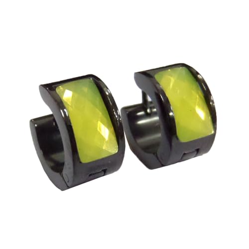 HIJONES Mehrfarbige Schwarz Plattierte Ohrringe für Frauen Reifen Huggie Ohrringe Cubic Zirkonia Leichter Ohrschmuck Gelb von HIJONES