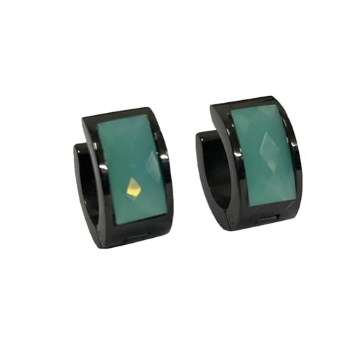 HIJONES Mehrfarbige Schwarz Plattierte Ohrringe für Frauen Reifen Huggie Ohrringe Cubic Zirkonia Leichter Ohrschmuck Grün von HIJONES