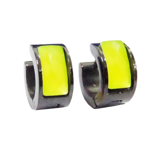 HIJONES Mehrfarbige Schwarz Plattierte Ohrringe für Frauen Reifen Huggie Ohrringe Cubic Zirkonia Leichter Ohrschmuck Hellgelb von HIJONES